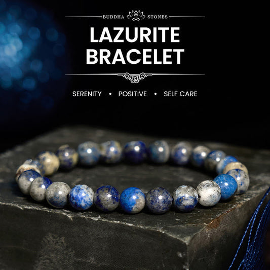 Pulsera positiva de autocuidado con lazurita y piedra de Buda
