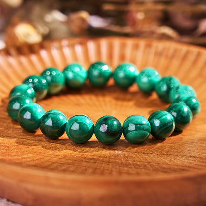 Pulsera de Malaquita Natural con Piedras de Buda para la Protección y la Calma