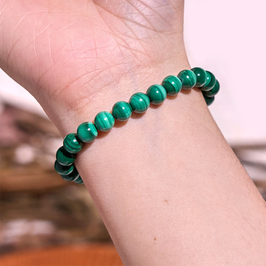 Pulsera de Malaquita Natural con Piedras de Buda para la Protección y la Calma