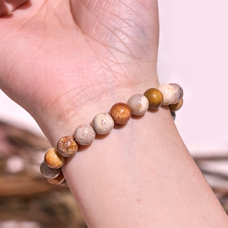 Buddha Stones Fossil Koralle Mitgefühl Armband 