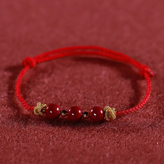 Buddha Stones Buntes Armband mit Zinnober-Ruhe