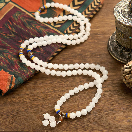 Pulsera de jade de seda dorada natural con 108 cuentas de mala de Buda para la riqueza y la suerte 