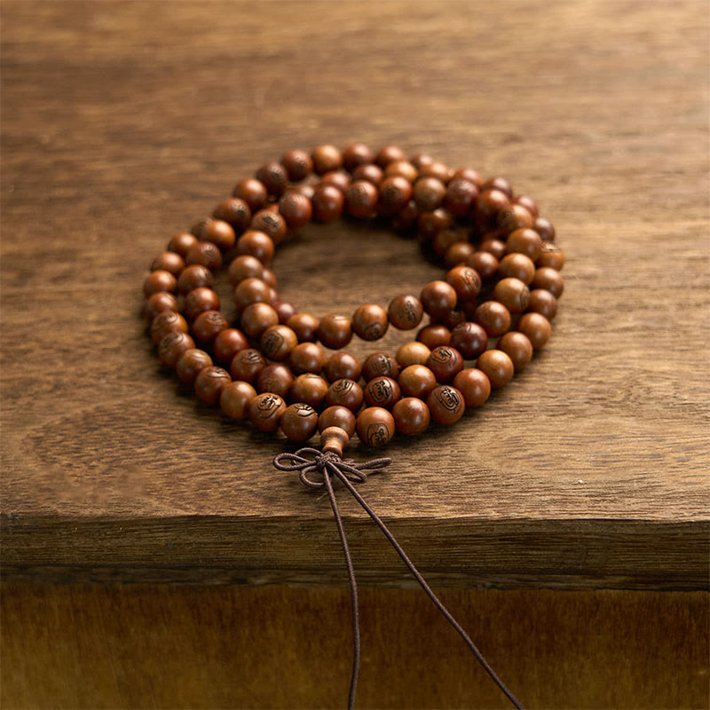 Pulsera de protección con mantra de luz dorada de madera de azufaifo impactada por un rayo, 108 cuentas de Mala de Buda