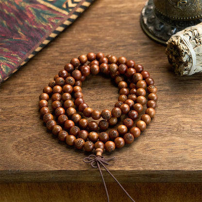 Pulsera de protección con mantra de luz dorada de madera de azufaifo impactada por un rayo, 108 cuentas de Mala de Buda