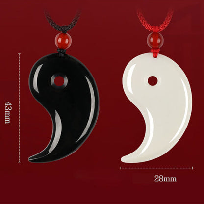 Piedras de Buda Yin Yang Tai Chi Diagrama Hetian Jade Suerte Collar Colgante 