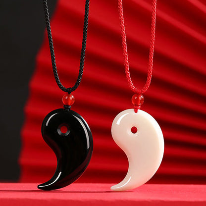 Piedras de Buda Yin Yang Tai Chi Diagrama Hetian Jade Suerte Collar Colgante 