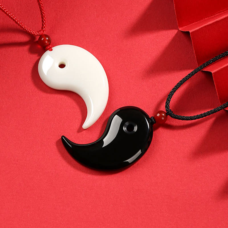 Piedras de Buda Yin Yang Tai Chi Diagrama Hetian Jade Suerte Collar Colgante 