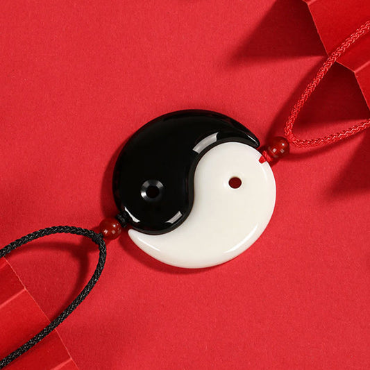 Piedras de Buda Yin Yang Tai Chi Diagrama Hetian Jade Suerte Collar Colgante 