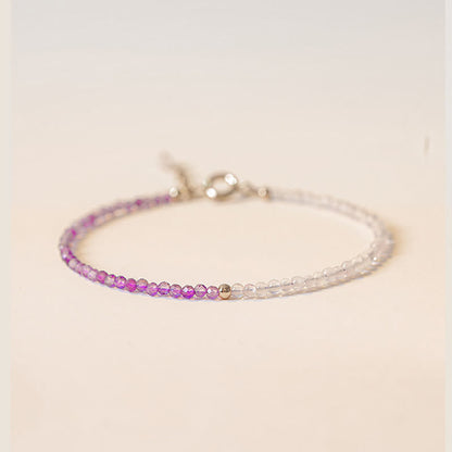 Buddha Stones 2.5mm Natural Amethyst Ultra-thin Beads 14k Gold Plated Copper Inner Peace Bracelet