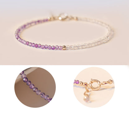 Buddha Stones 2.5mm Natural Amethyst Ultra-thin Beads 14k Gold Plated Copper Inner Peace Bracelet