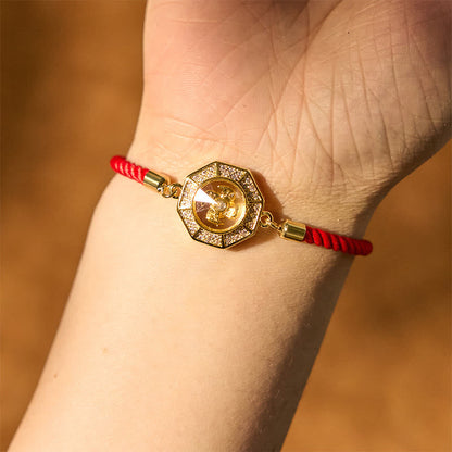 Pulsera trenzada de hilo rojo con piedras de Buda, cobre y latón, con molino de viento giratorio, Feng Sheng Shui, Qi y fe. 