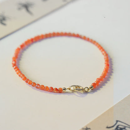 Buddha Stones Natural Cherry Persimmon Red Agate Ultra-thin Beads Confidence Bracelet