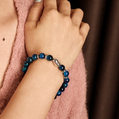 Buddha-Steine, blau, grün, rot, Tigerauge, Buddha-Kopf, Balance-Armband 