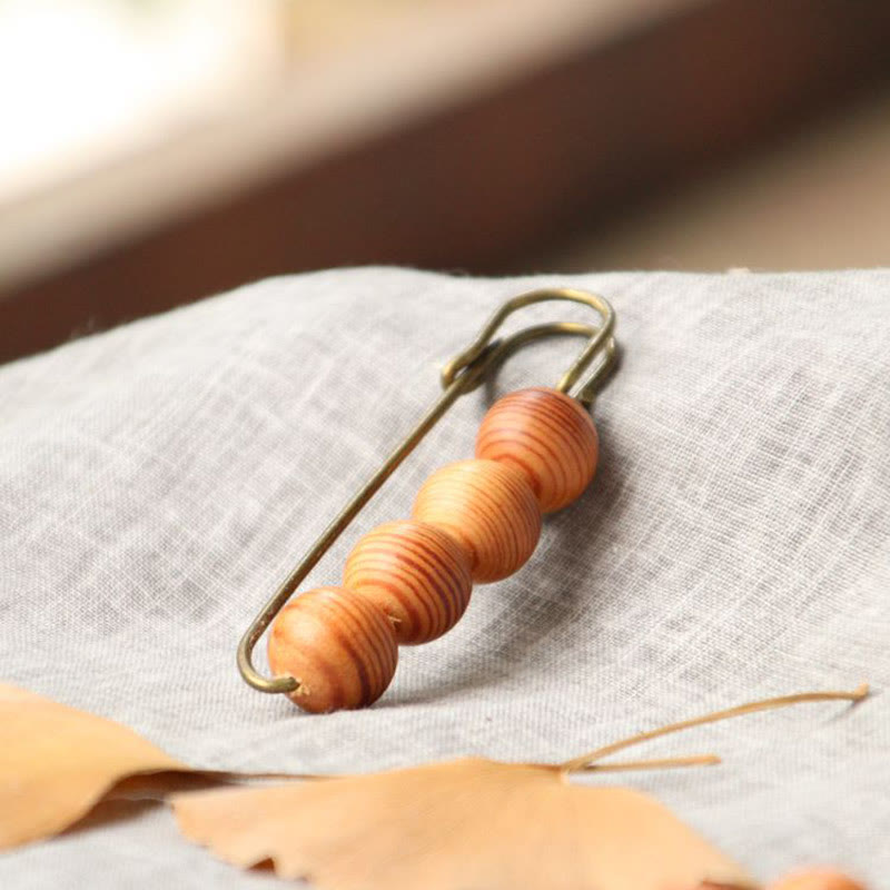 Buddha Steine ​​Vintage Sandelholz Agathis Alba Ebenholz Holz Peltogyne Perlen Heilung Brosche