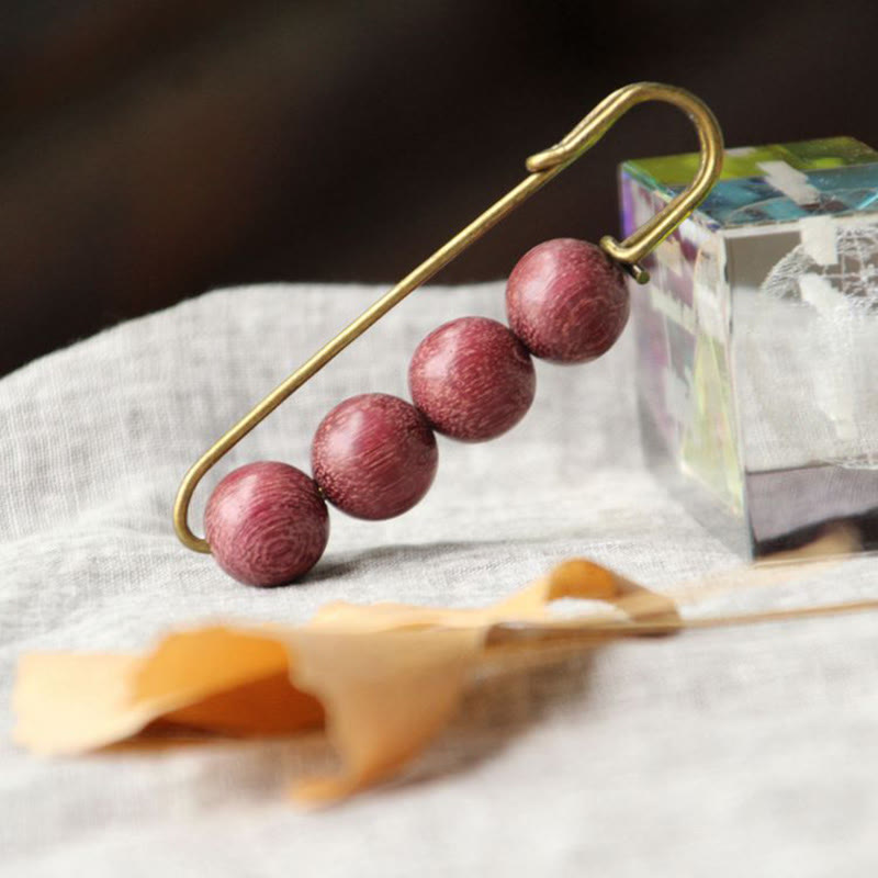 Buddha Steine ​​Vintage Sandelholz Agathis Alba Ebenholz Holz Peltogyne Perlen Heilung Brosche