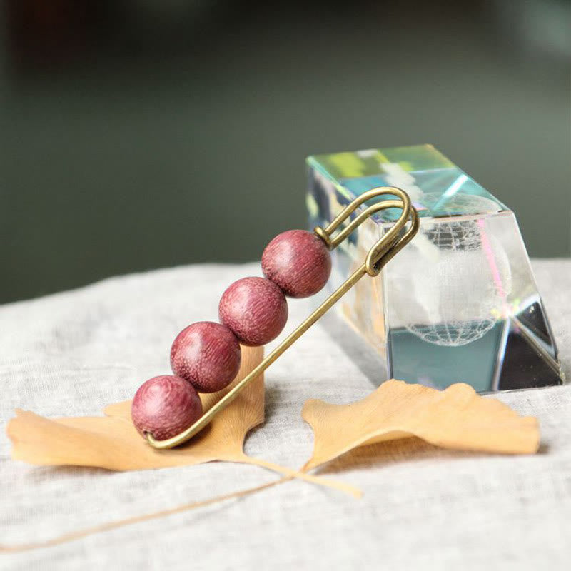 Buddha Steine ​​Vintage Sandelholz Agathis Alba Ebenholz Holz Peltogyne Perlen Heilung Brosche