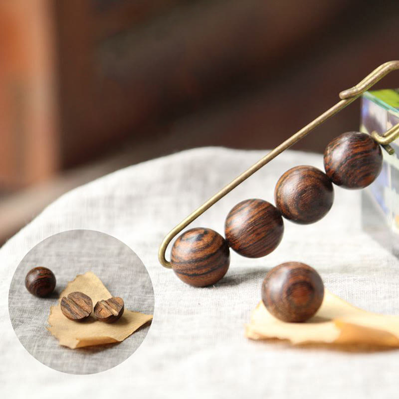 Buddha Steine ​​Vintage Sandelholz Agathis Alba Ebenholz Holz Peltogyne Perlen Heilung Brosche