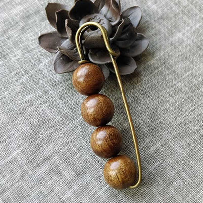 Buddha Steine ​​Vintage Sandelholz Agathis Alba Ebenholz Holz Peltogyne Perlen Heilung Brosche