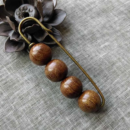 Buddha Steine ​​Vintage Sandelholz Agathis Alba Ebenholz Holz Peltogyne Perlen Heilung Brosche
