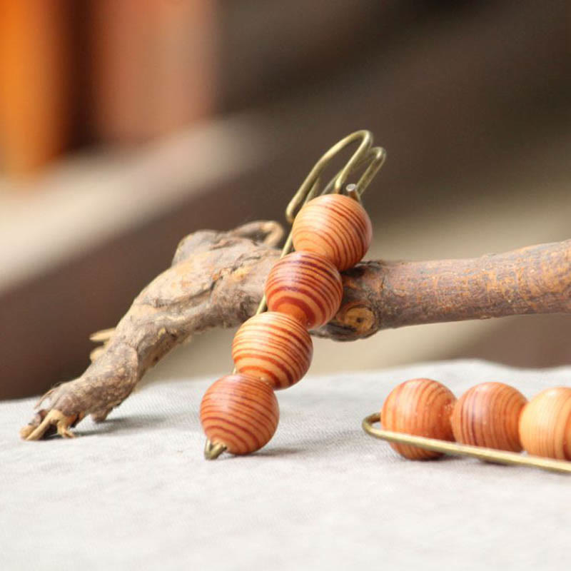 Buddha Steine ​​Vintage Sandelholz Agathis Alba Ebenholz Holz Peltogyne Perlen Heilung Brosche