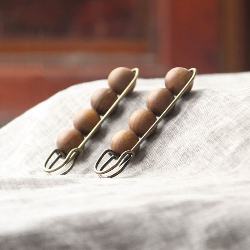 Buddha Steine ​​Vintage Sandelholz Agathis Alba Ebenholz Holz Peltogyne Perlen Heilung Brosche