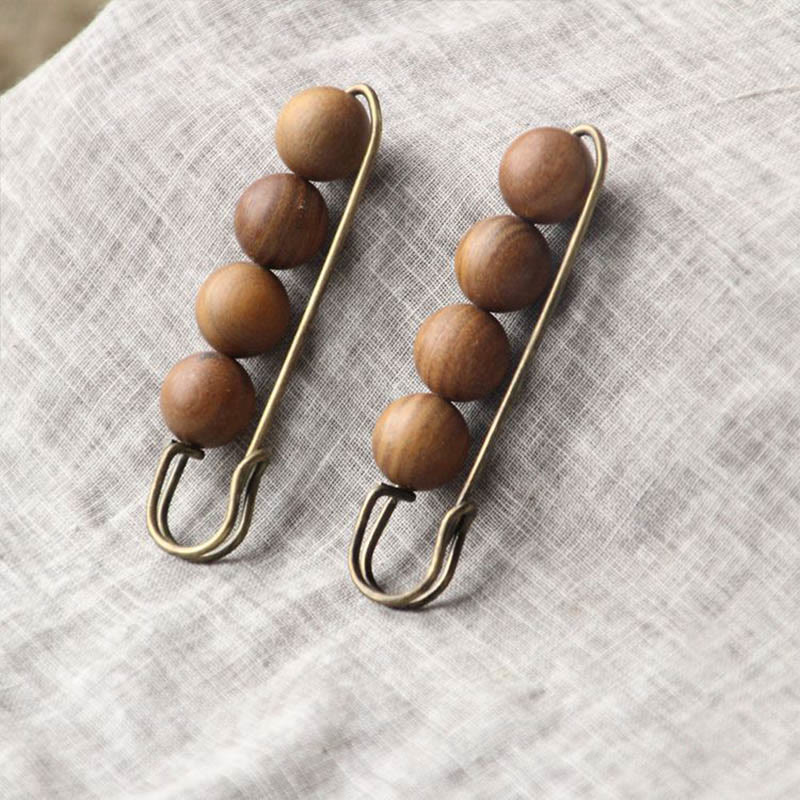 Buddha Steine ​​Vintage Sandelholz Agathis Alba Ebenholz Holz Peltogyne Perlen Heilung Brosche