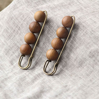 Buddha Steine ​​Vintage Sandelholz Agathis Alba Ebenholz Holz Peltogyne Perlen Heilung Brosche