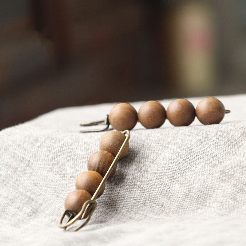 Buddha Steine ​​Vintage Sandelholz Agathis Alba Ebenholz Holz Peltogyne Perlen Heilung Brosche