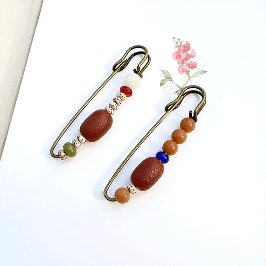 Broche de ágata con semillas de bodhi y piedras de Buda para una armonía tranquila