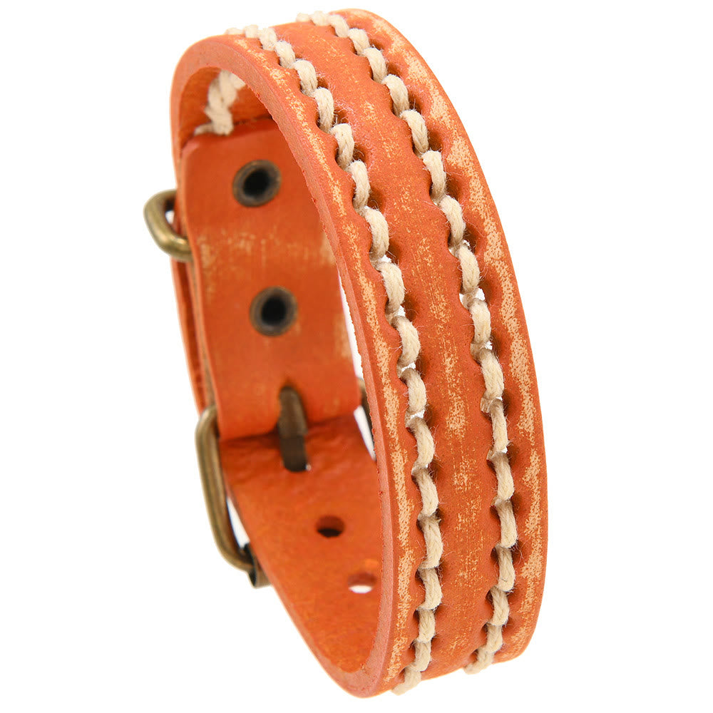 Pulsera de cuero vintage con hebilla ajustable y piedras de Buda