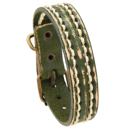 Pulsera de cuero vintage con hebilla ajustable y piedras de Buda