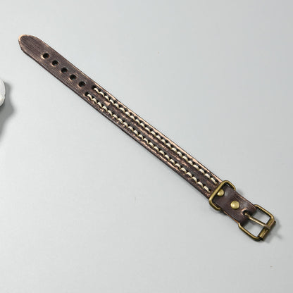 Pulsera de cuero vintage con hebilla ajustable y piedras de Buda