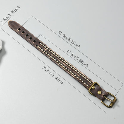 Pulsera de cuero vintage con hebilla ajustable y piedras de Buda