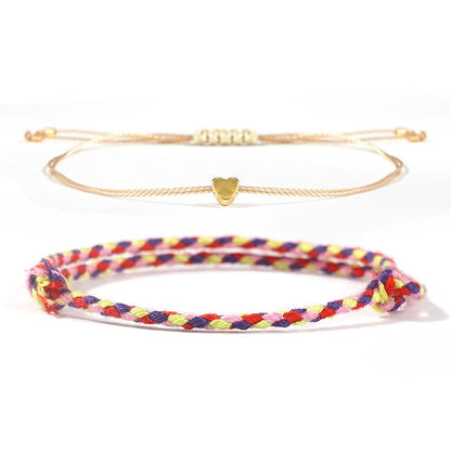 Pulsera de pareja trenzada de cuerda colorida "To My Love" de Buddha Stones, 2 piezas