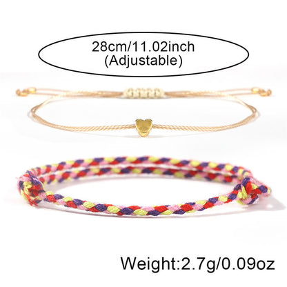 Pulsera de pareja trenzada de cuerda colorida "To My Love" de Buddha Stones, 2 piezas