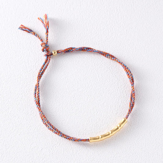 Pulsera trenzada multicolor hecha a mano con piedras de Buda en plata de ley 925 con diseño de bambú y la suerte. 