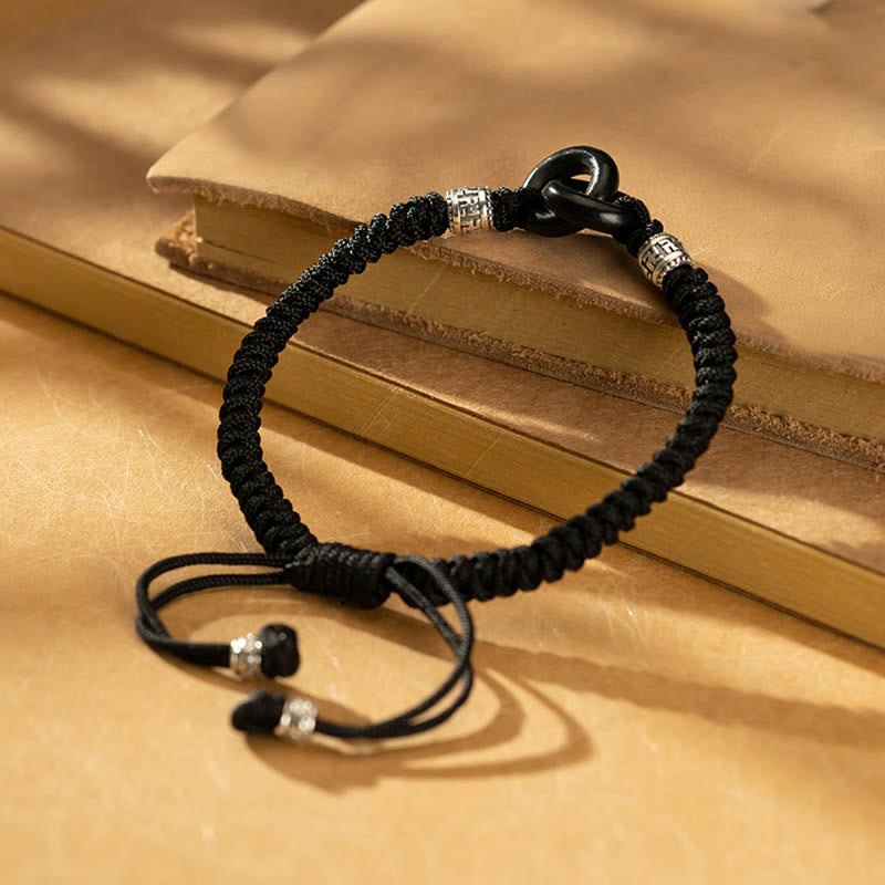 Pulsera de la suerte con piedras de Buda, jade negro hetiano natural, doble hebilla de la paz y símbolo de la esvástica, en plata de ley 925