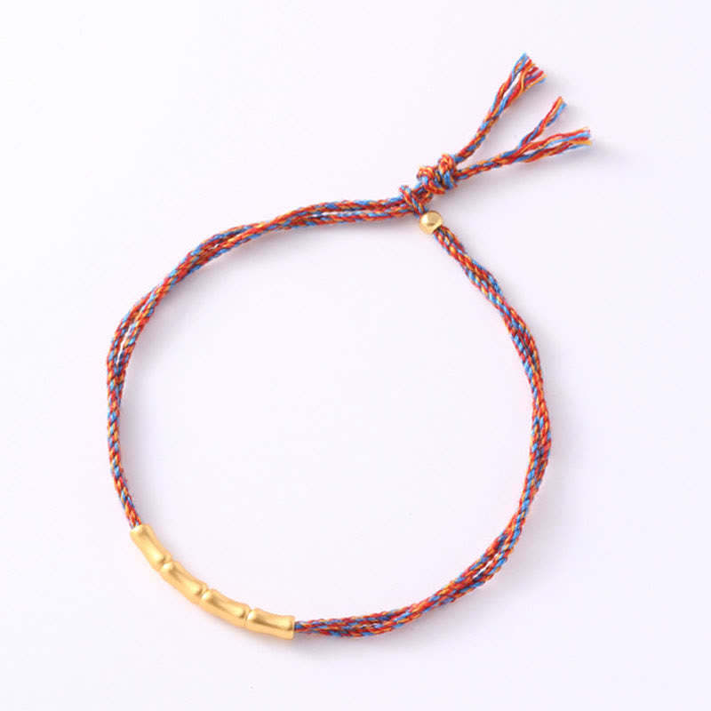 Pulsera trenzada multicolor hecha a mano con piedras de Buda en plata de ley 925 con diseño de bambú y la suerte. 