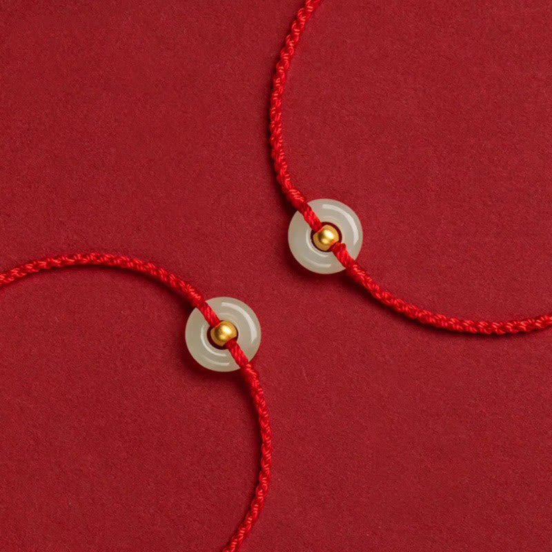Pulsera trenzada de jade hetian con cuentas de oro 999 y piedras de Buda, con hebilla de paz y abundancia. 