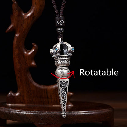 Colgante de collar giratorio con diseño de sabiduría de Buda, Om Mani Padme Hum tibetano, Dorje Vajra