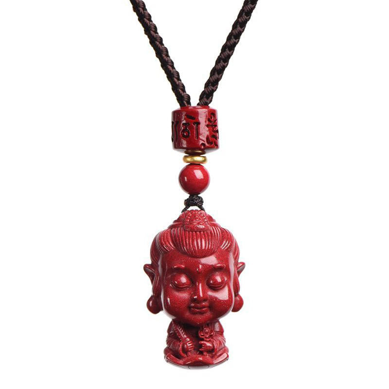 Collar con colgante de cinabrio natural con piedras de Buda del zodíaco chino para alejar los malos espíritus.