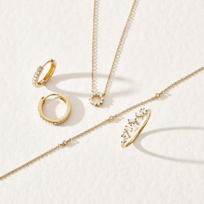 Gold Diamond Style Sun Necklace