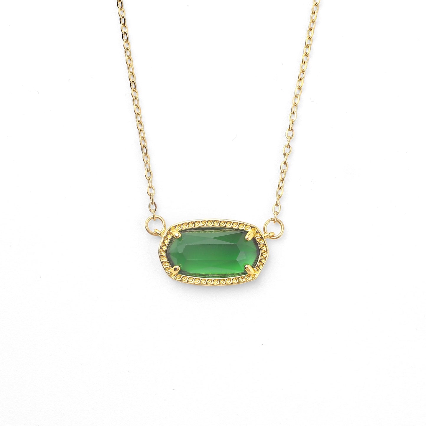 Oval Birthstone Pendant Necklace