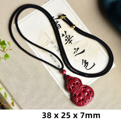 Colgante de collar con bendición de cinabrio natural con forma de calabaza del zodiaco chino Yin Yang de Buda sonriente con piedras de Buda 