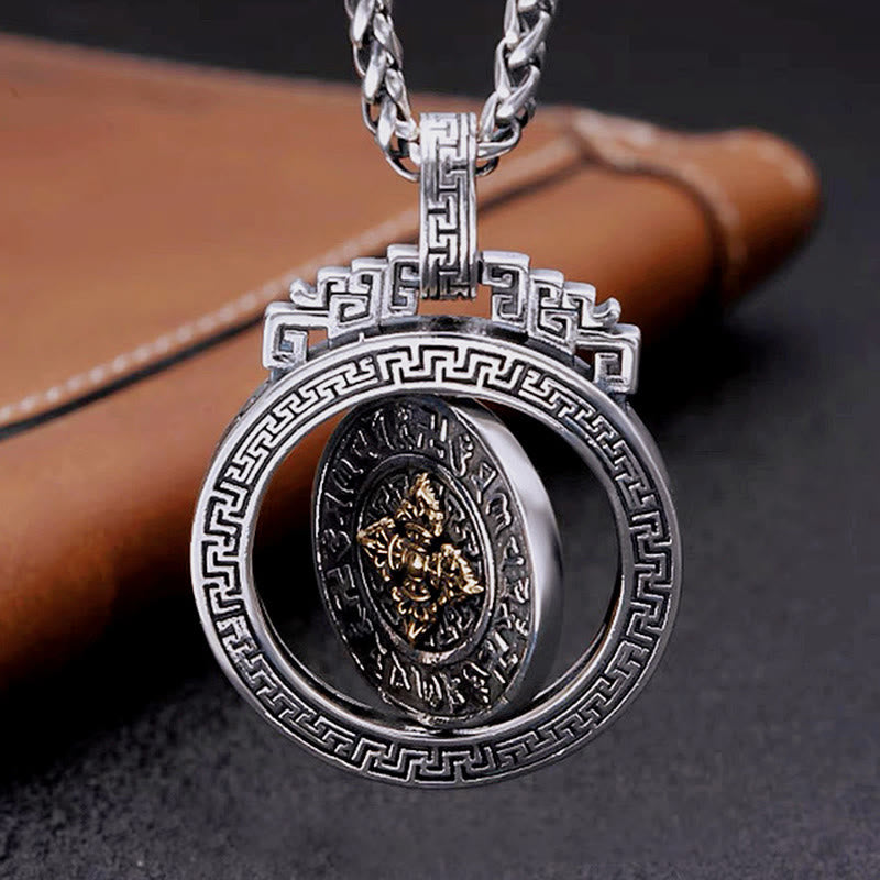 Collar con colgante de piedra de Buda tibetano Om Mani Padme Hum, doble dorje, vajra, giratorio, pureza y paz. 