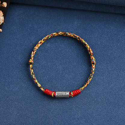 Pulsera tobillera de protección y fuerza con diseño "Todo va bien" de Buddha Stones, hecha a mano en plata de ley 925. 