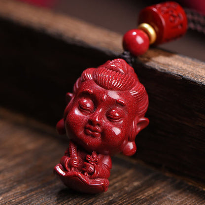 Collar con colgante de cinabrio natural con piedras de Buda del zodíaco chino para alejar los malos espíritus.