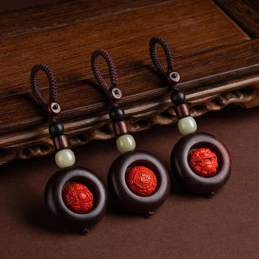 Llavero con piedras de Buda del Tíbet, Om Mani Padme Hum PiXiu, moneda de cobre, hoja pequeña, sándalo rojo, cinabrio y protección.