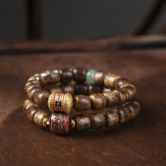 Buddha Stones Adlerholz Kupfermünze Glücksbringer Wolke Ruhe Armband