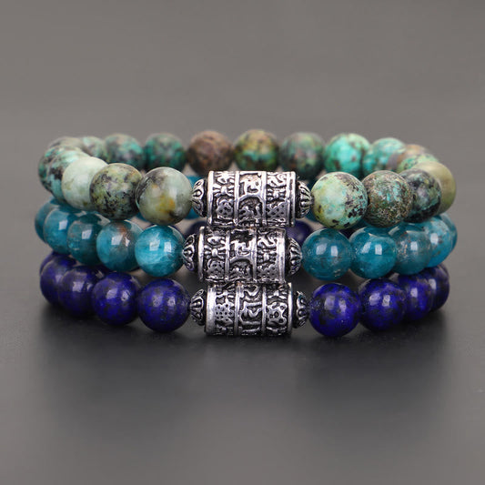 Buddha Stones Natürlicher Lazurit Pietersit Unakit Om Mani Padme Hum Perlen Positives Armband